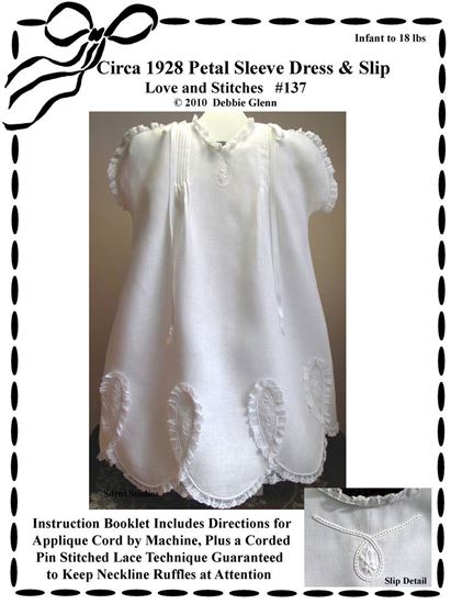 Picture of "Circa 1928 Petal Sleeve Dress & Slip" Love and Stitches #137 Size Infant to 18lbs