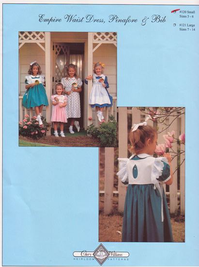 Picture of Empire Waist Dress, Pinafore,& Bib #120 size 3-6 years Chery Williams Patterns 