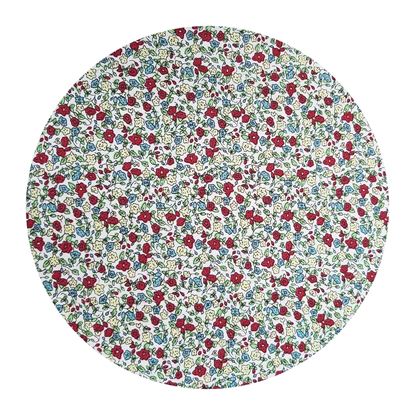 Picture of Floral Print-white background with pastel blue/yelow and red flowers