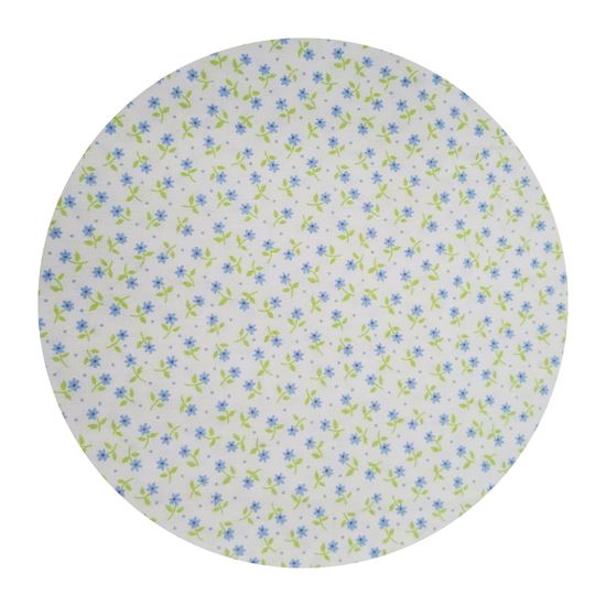 Picture of Floral Print- white background with tiny blue flowers with lime green stems