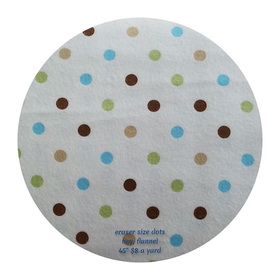 Picture of Flannel white with kaki/brown/blue/green dots