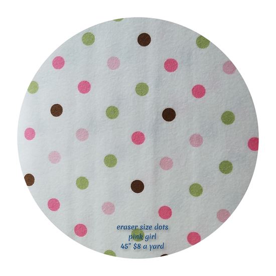 Picture of Flannel white with pink/green /brown dots