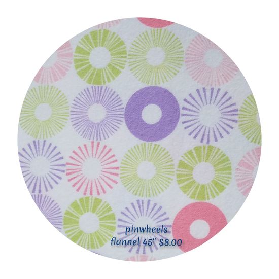 Picture of Flannel white with pink/lavender/green pinwheels